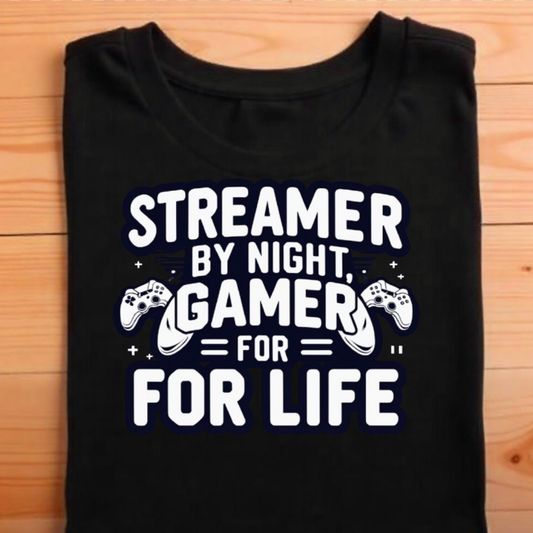 "Streamer by night, gamer for life."